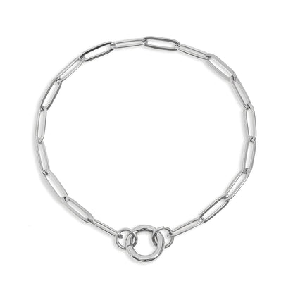 18K Gold PVD Stainless Steel Paperclip Charm Keeper Bracelet / BRJ9084