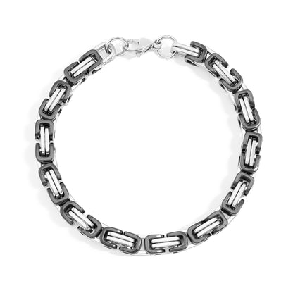 Stainless Steel And Black Byzantine Chain Bracelet / BRJ9092