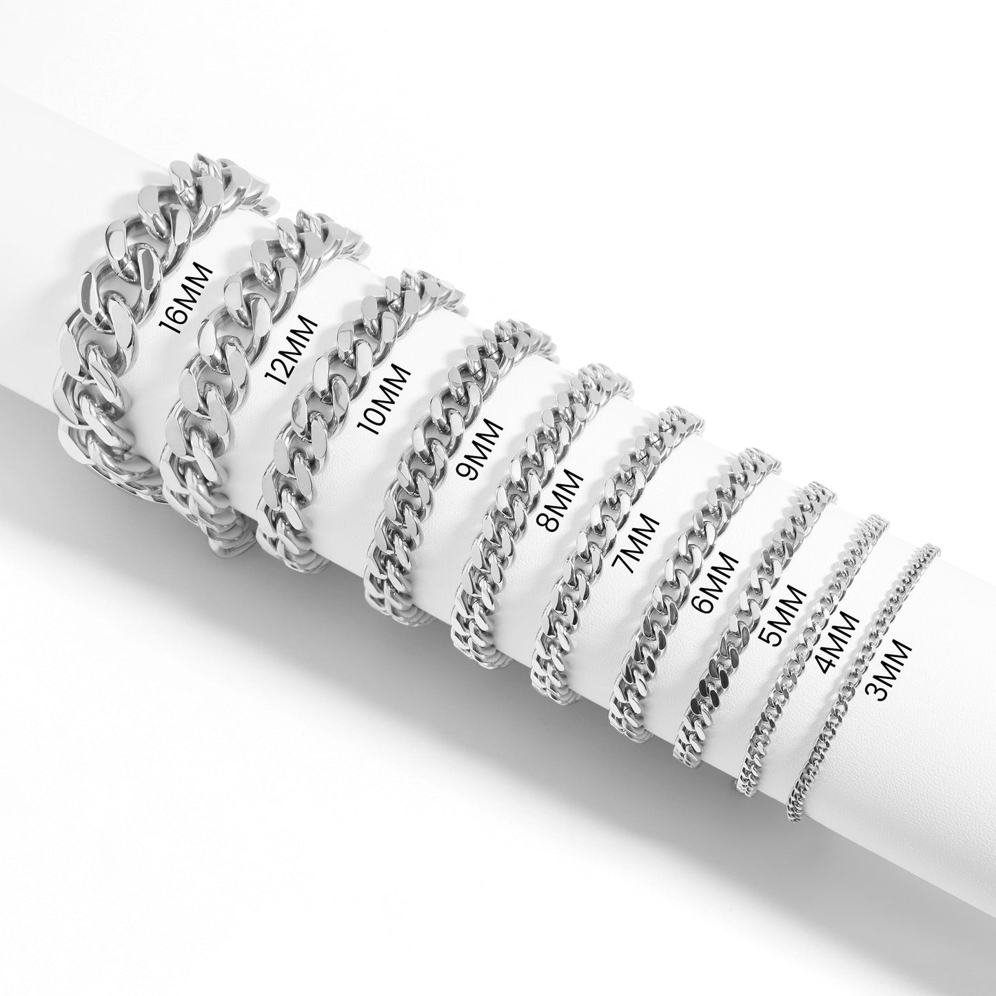 Stainless Steel Diamond Cut Curb Chain Bracelet or Anklet / BRJ9095