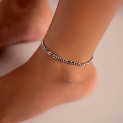 Stainless Steel Diamond Cut Curb Chain Bracelet or Anklet / BRJ9095