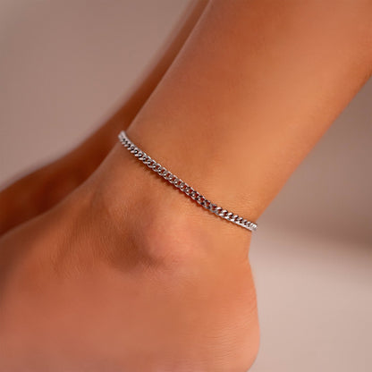 Stainless Steel Diamond Cut Curb Chain Bracelet or Anklet / BRJ9095