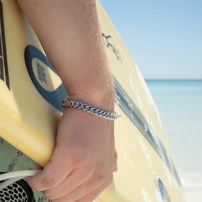 18K Gold PVD Stainless Steel Diamond Cut Curb Chain Bracelet / BRJ9098