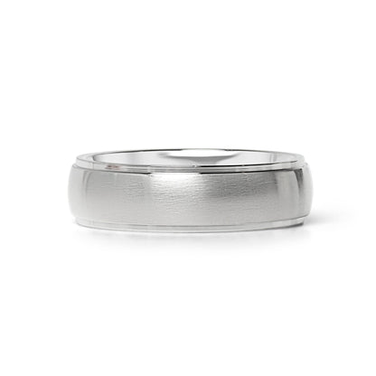 Stainless Steel Blank Ring Wide Brushed Center Polished Edge / CFR0001