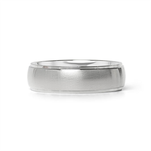 Stainless Steel Blank Ring Wide Brushed Center Polished Edge / CFR0001