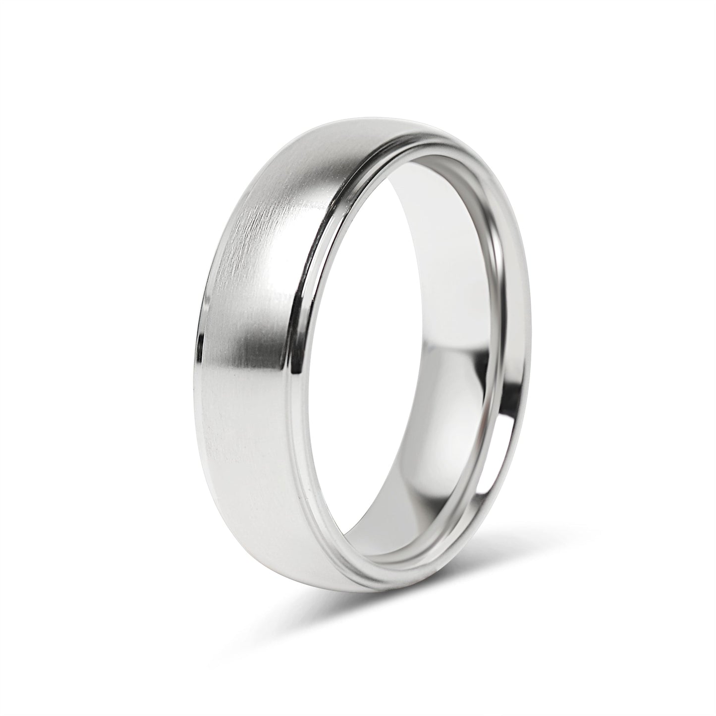 Stainless Steel Blank Ring Wide Brushed Center Polished Edge / CFR0001