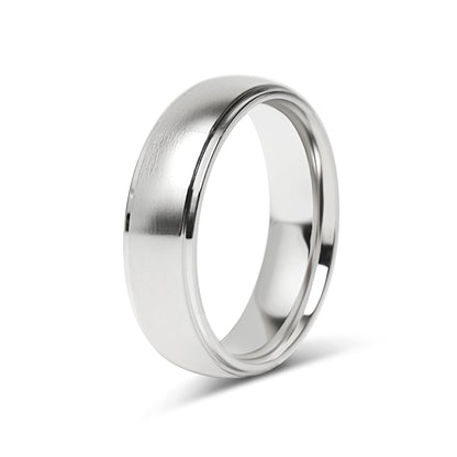 Stainless Steel Blank Ring Wide Brushed Center Polished Edge / CFR0001