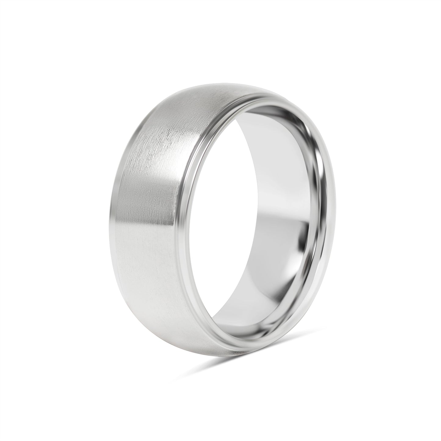 Stainless Steel Blank Ring Wide Brushed Center Polished Edge / CFR0001