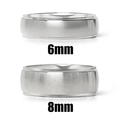 Stainless Steel Blank Ring Wide Brushed Center Polished Edge / CFR0001