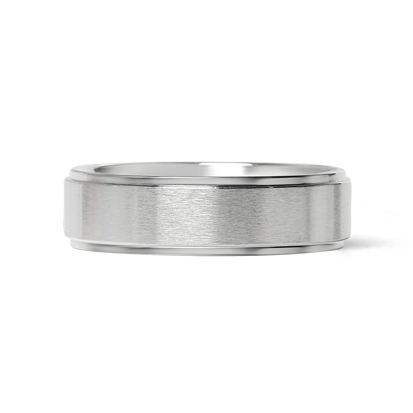 Stainless Steel Blank Ring Brushed Flat Center Polished Edge / CFR0002