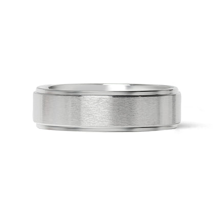 Stainless Steel Blank Ring Brushed Flat Center Polished Edge / CFR0002