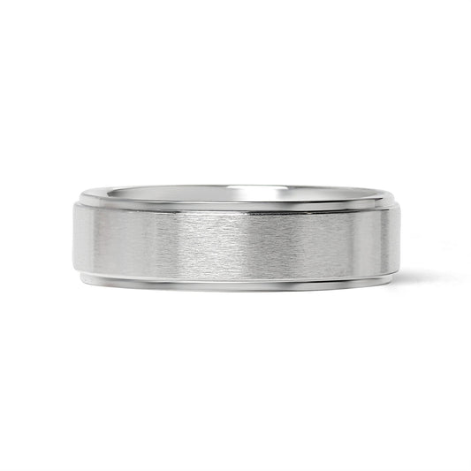 Stainless Steel Blank Ring Brushed Flat Center Polished Edge / CFR0002