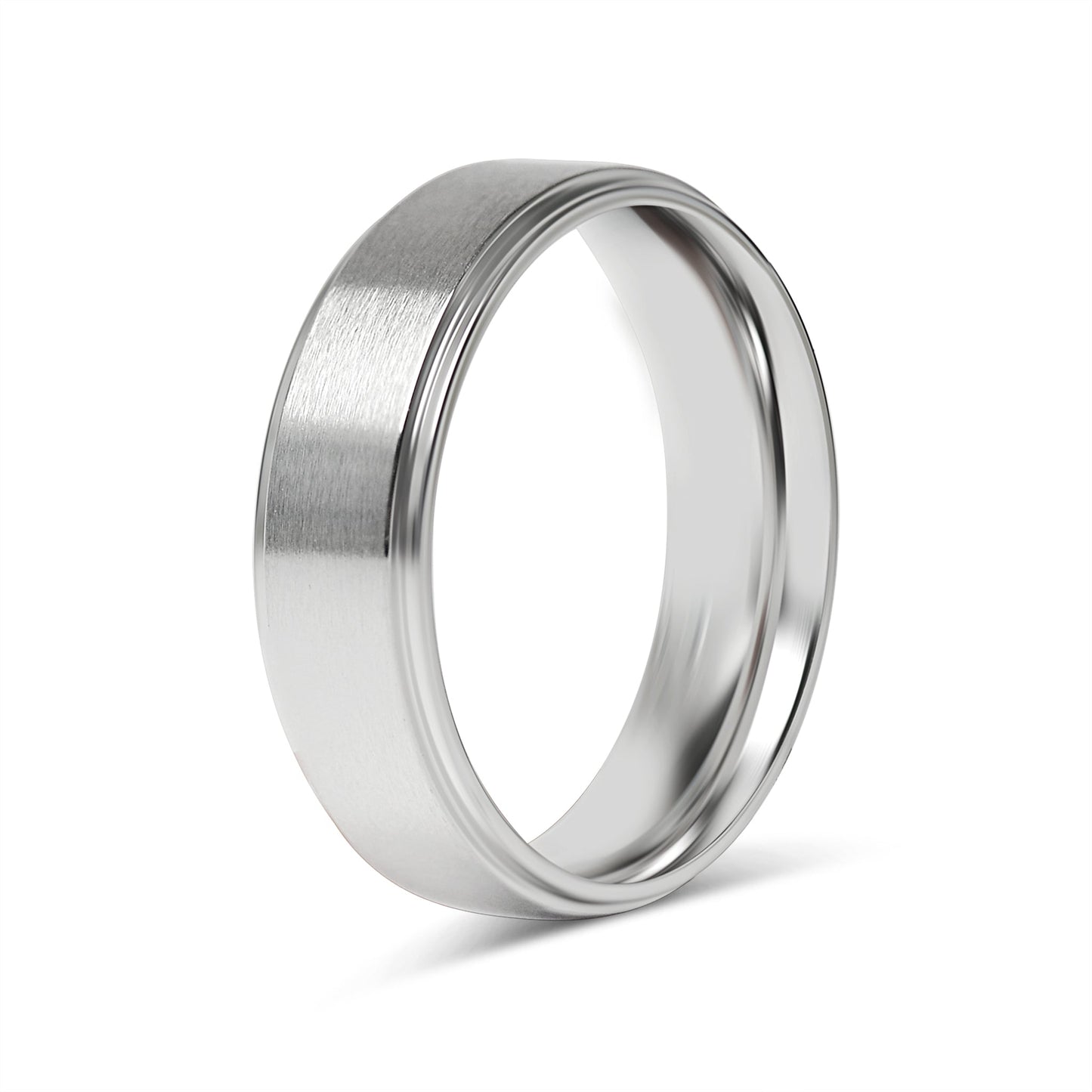 Stainless Steel Blank Ring Brushed Flat Center Polished Edge / CFR0002