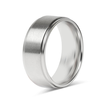 Stainless Steel Blank Ring Brushed Flat Center Polished Edge / CFR0002