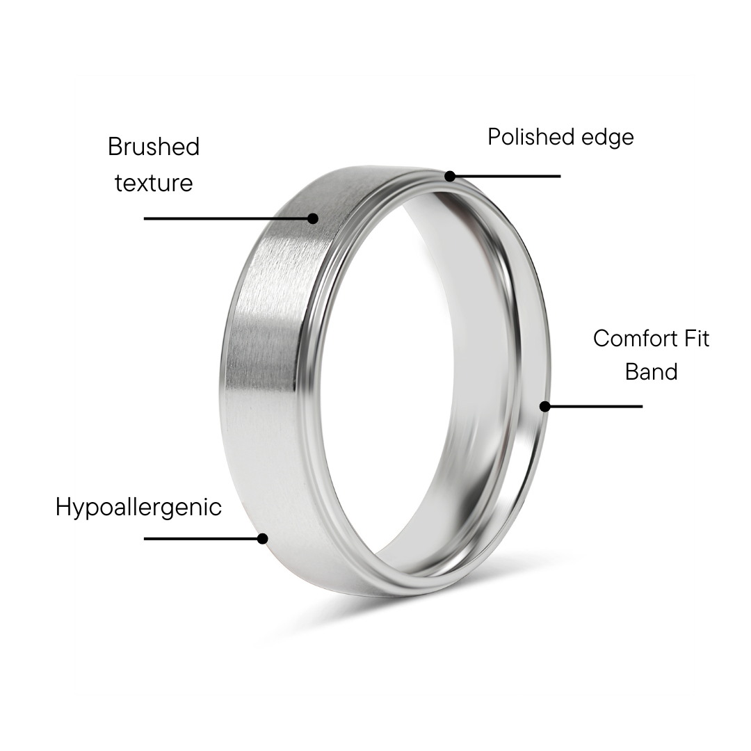 Stainless Steel Blank Ring Brushed Flat Center Polished Edge / CFR0002