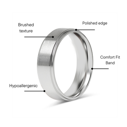 Stainless Steel Blank Ring Brushed Flat Center Polished Edge / CFR0002
