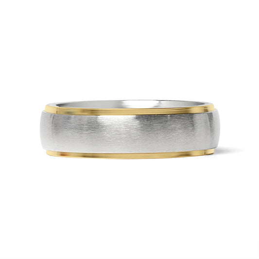 18K Gold PVD Stainless Steel Gold Edge Brushed Blank Ring / CFR0003