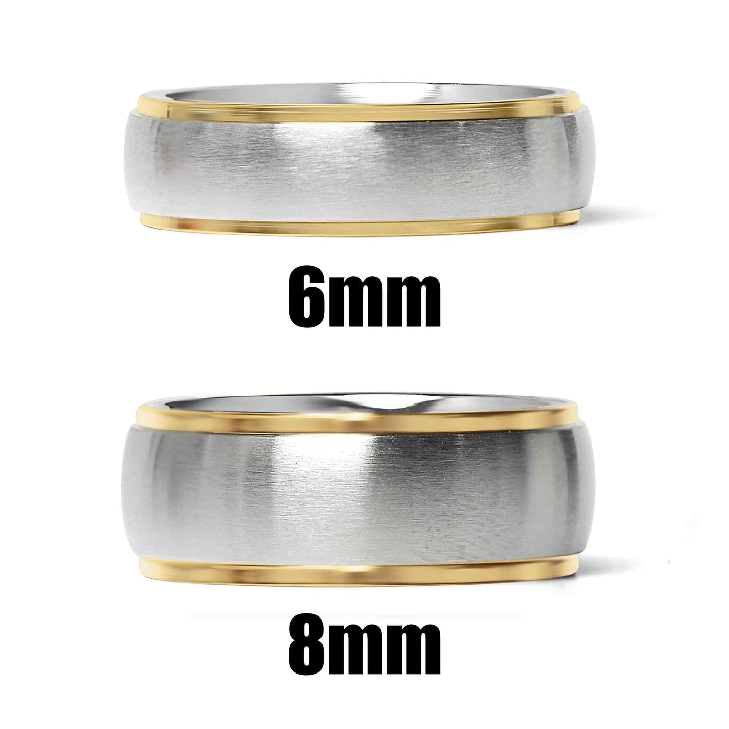 18K Gold PVD Stainless Steel Gold Edge Brushed Blank Ring / CFR0003
