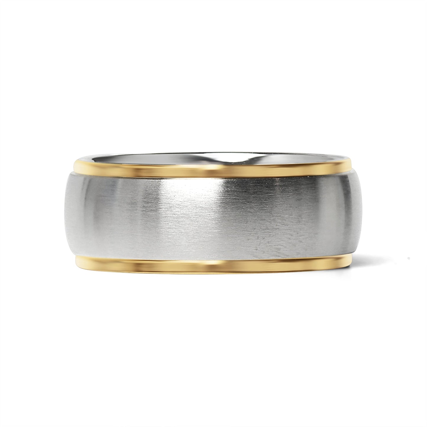 18K Gold PVD Stainless Steel Gold Edge Brushed Blank Ring / CFR0003