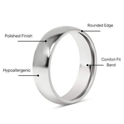 Highly Polished Rounded Stainless Steel Blank Ring 2mm - 6mm / CFR3029