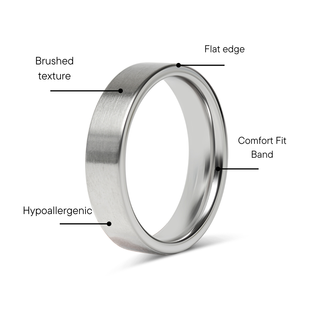 Stainless Steel Brushed Flat Edge Blank Ring / CFR7009