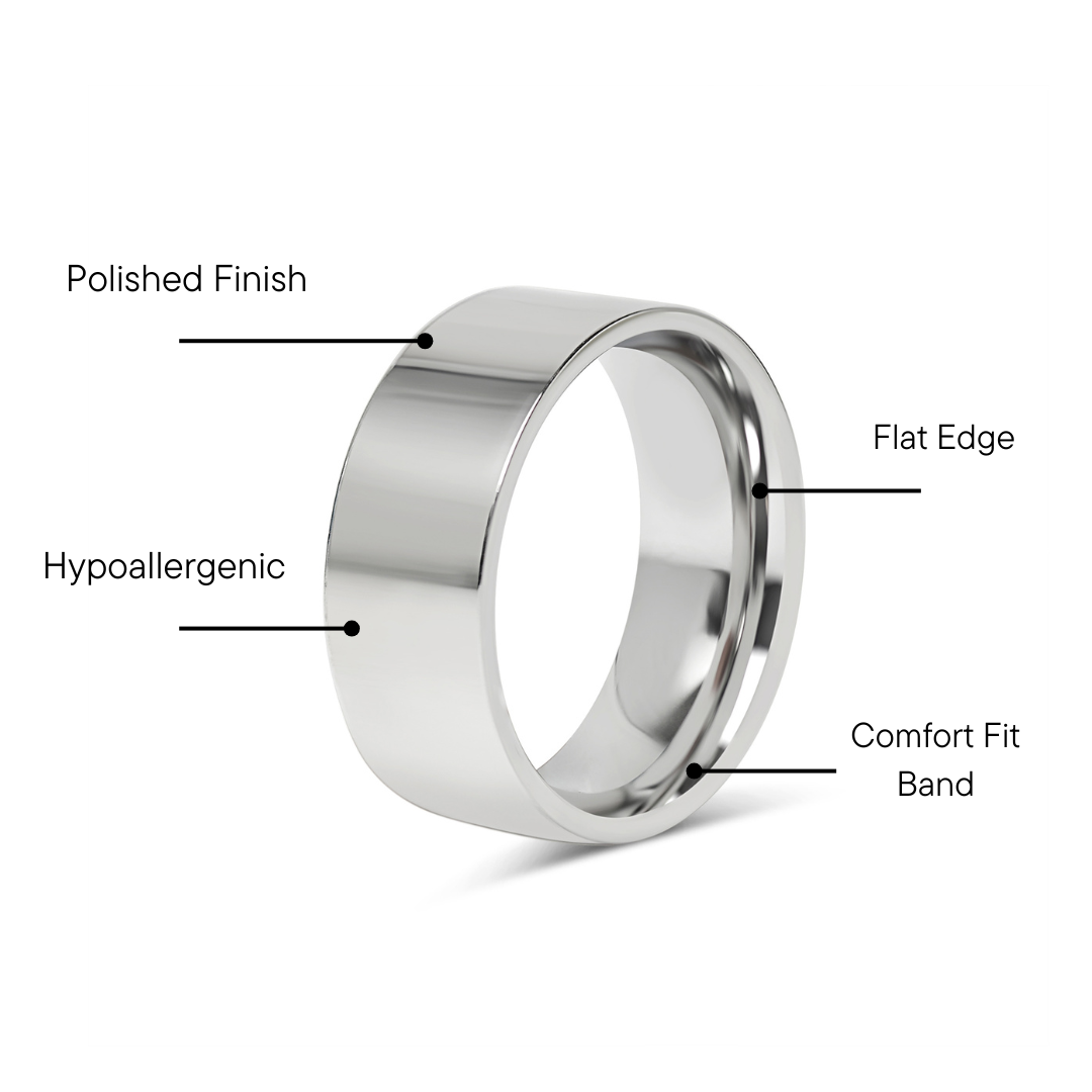 Stainless Steel Polished Flat Blank Ring / CFR7021