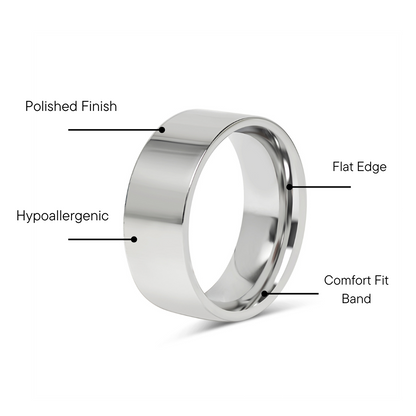 Stainless Steel Polished Flat Blank Ring / CFR7021