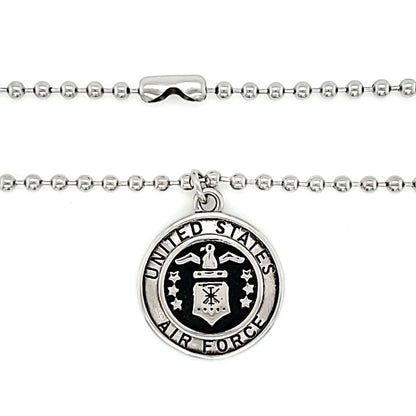 Stainless Steel United States Air Force Polished Pendant on Ball Chain / CHJ4074