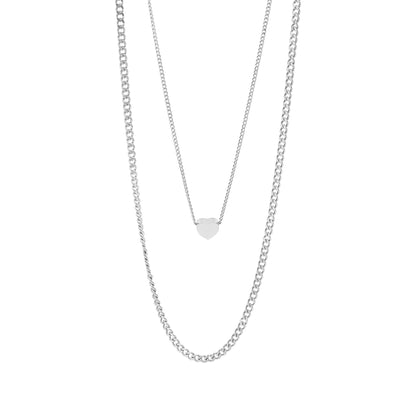 18K Gold PVD Stainless Steel Blank Heart Pendant Layered Necklace / CHN0011