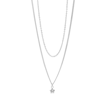 18K Gold PVD Stainless Steel Layered Star Charm Necklace / CHN0017