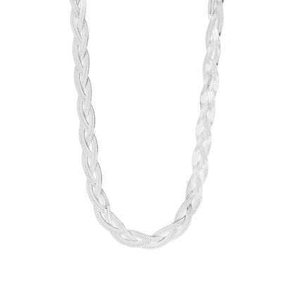 18K Gold PVD Stainless Steel Interwoven Herringbone Chain Necklace / CHN0021