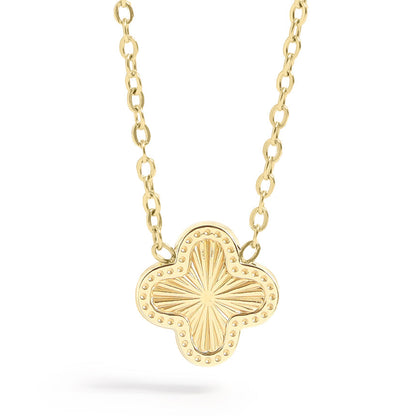 18K Gold PVD Stainless Steel Lucky Clover Charm Necklace / CHN0046