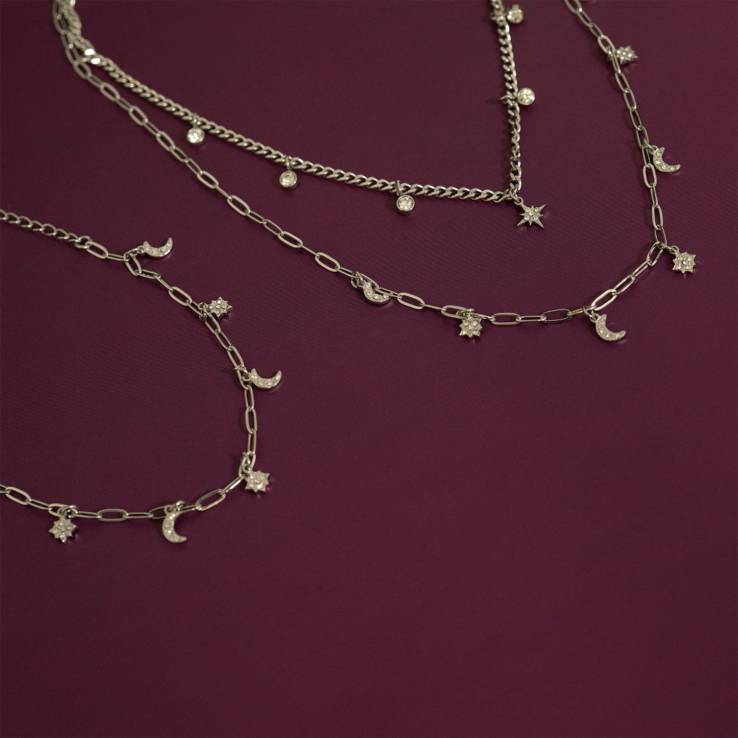 18K Gold PVD Stainless Steel Moon & Star Charm Bracelet / BRJ1009