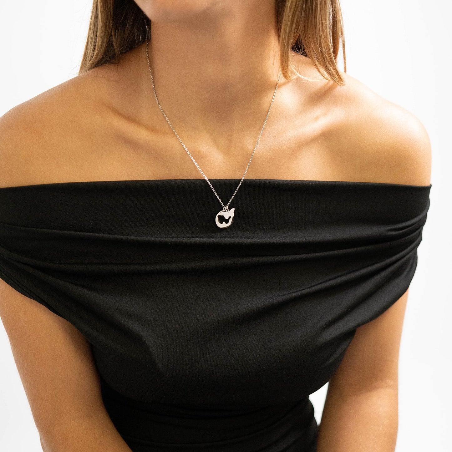 18K Gold PVD Stainless Steel Butterfly Cutout Necklace / CHN0074