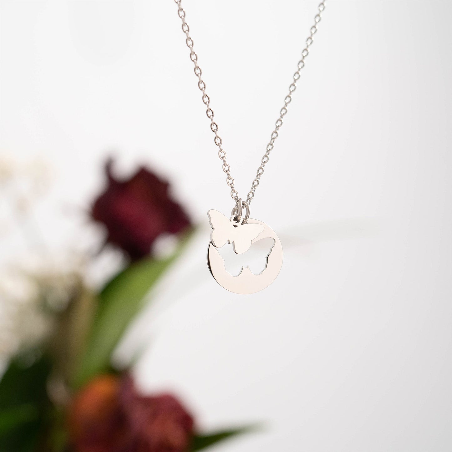 18K Gold PVD Stainless Steel Butterfly Cutout Necklace / CHN0074