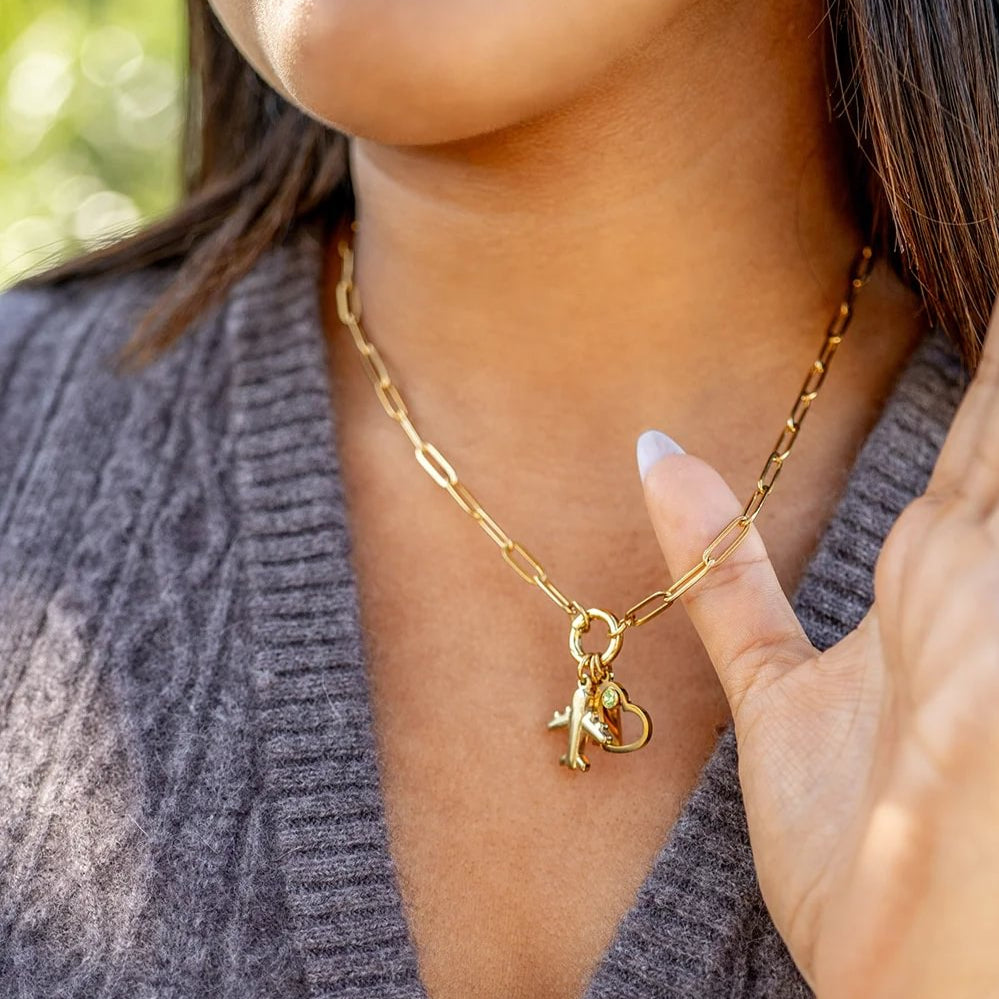 18K Gold PVD Stainless Steel Airplane Charm / PDL0095