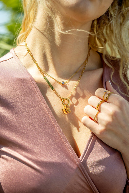 18K Gold PVD Engravable Paperclip Charm Holder Necklace / CHN0079