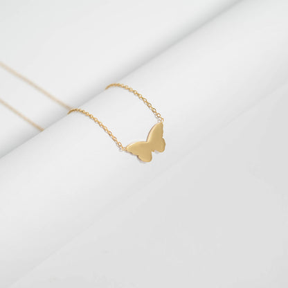 18K Gold PVD Stainless Steel Blank Engravable Butterfly Necklace / CHN0084