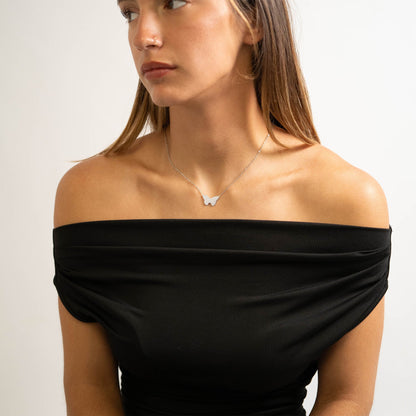 18K Gold PVD Stainless Steel Blank Engravable Butterfly Necklace / CHN0084