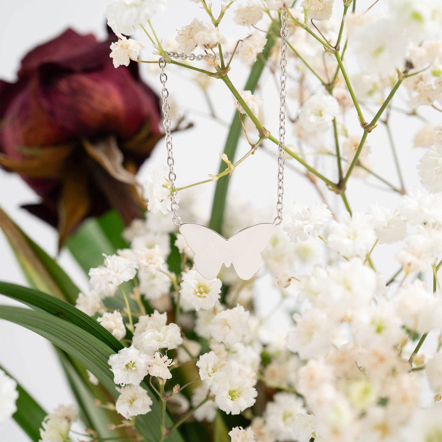 18K Gold PVD Stainless Steel Blank Engravable Butterfly Necklace / CHN0084