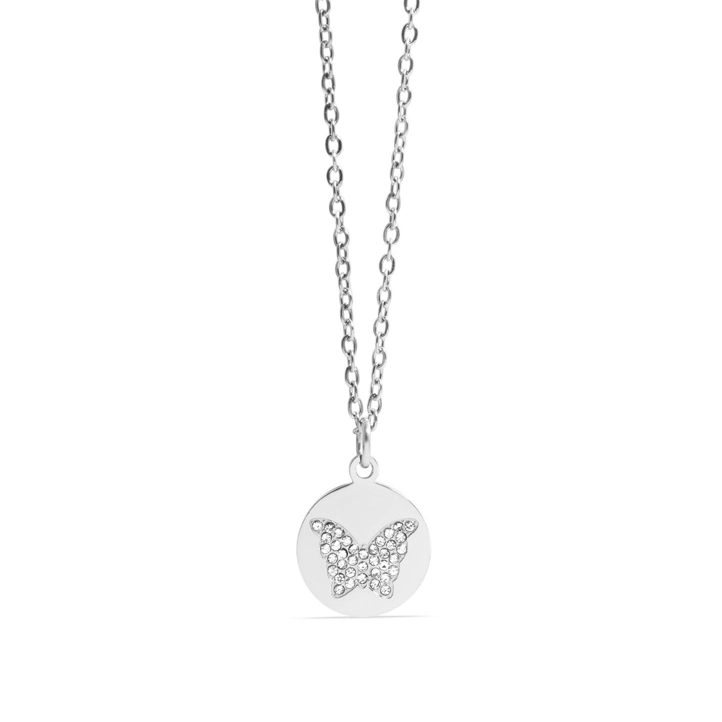 18K Gold PVD Stainless Steel Stone Butterfly Pendant Necklace / CHN0085