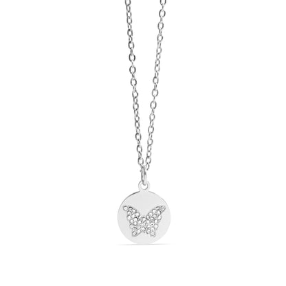 18K Gold PVD Stainless Steel Stone Butterfly Pendant Necklace / CHN0085