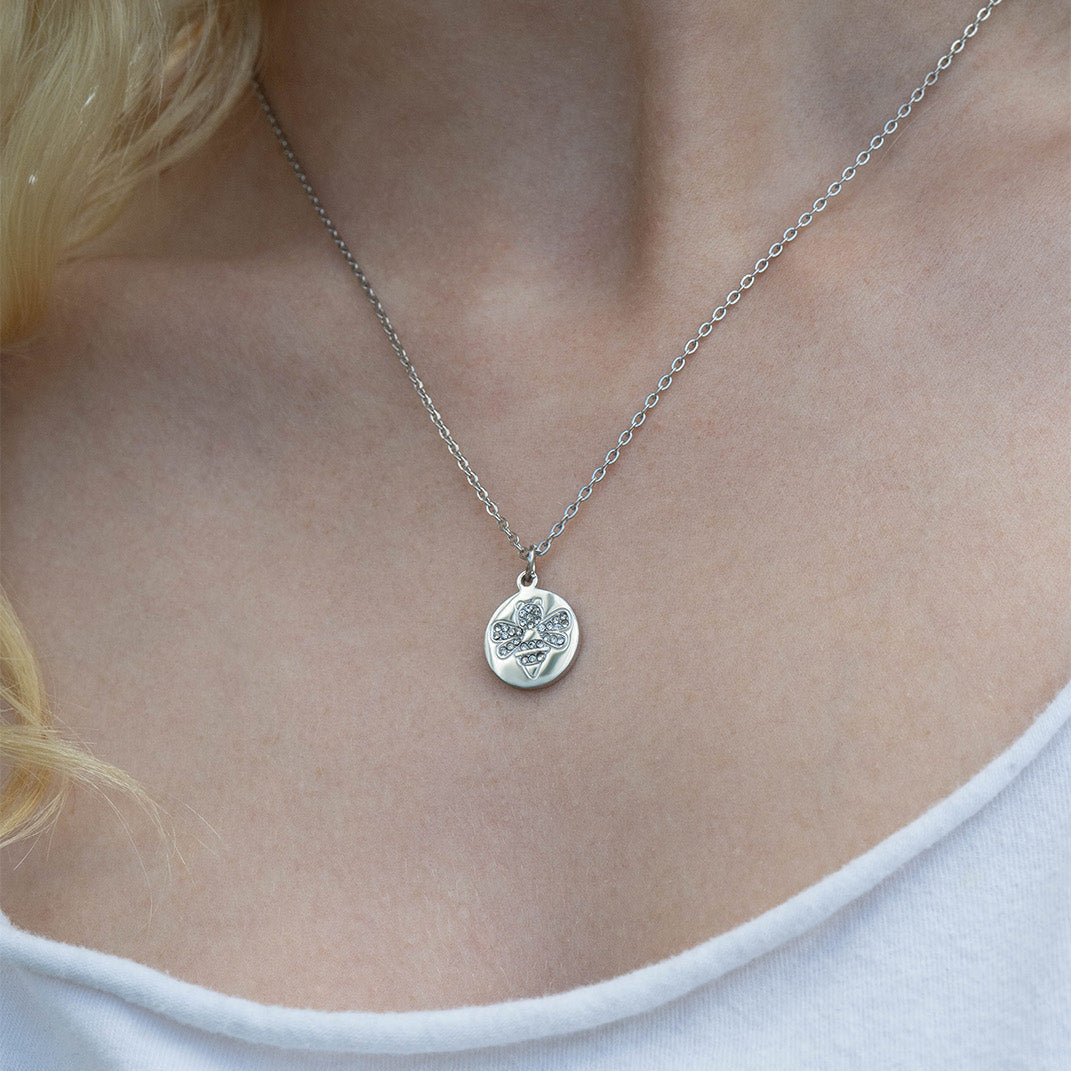 18K Gold PVD Stainless Steel Stone Bee Pendant Necklace / CHN0086