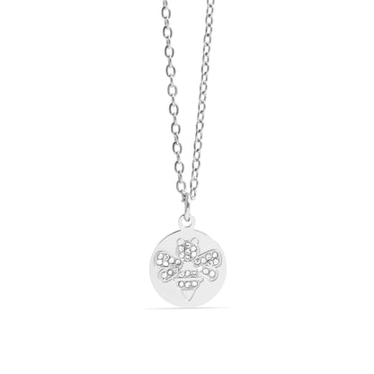 18K Gold PVD Stainless Steel Stone Bee Pendant Necklace / CHN0086