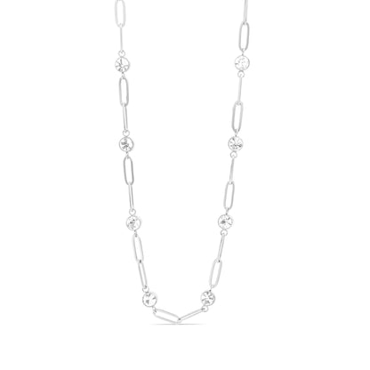 Stainless Steel Paperclip Chain and Crystal Stone Necklace / CHN0088