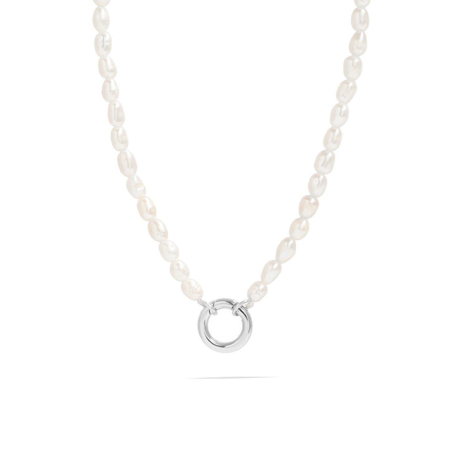 18K Gold PVD Stainless Steel Freshwater Pearl Charm Holder Necklace / CHN0100