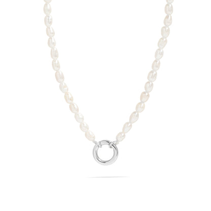 18K Gold PVD Stainless Steel Freshwater Pearl Charm Holder Necklace / CHN0100