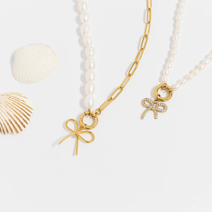 18K Gold PVD Stainless Steel Thin Bow Charm / PDL0292