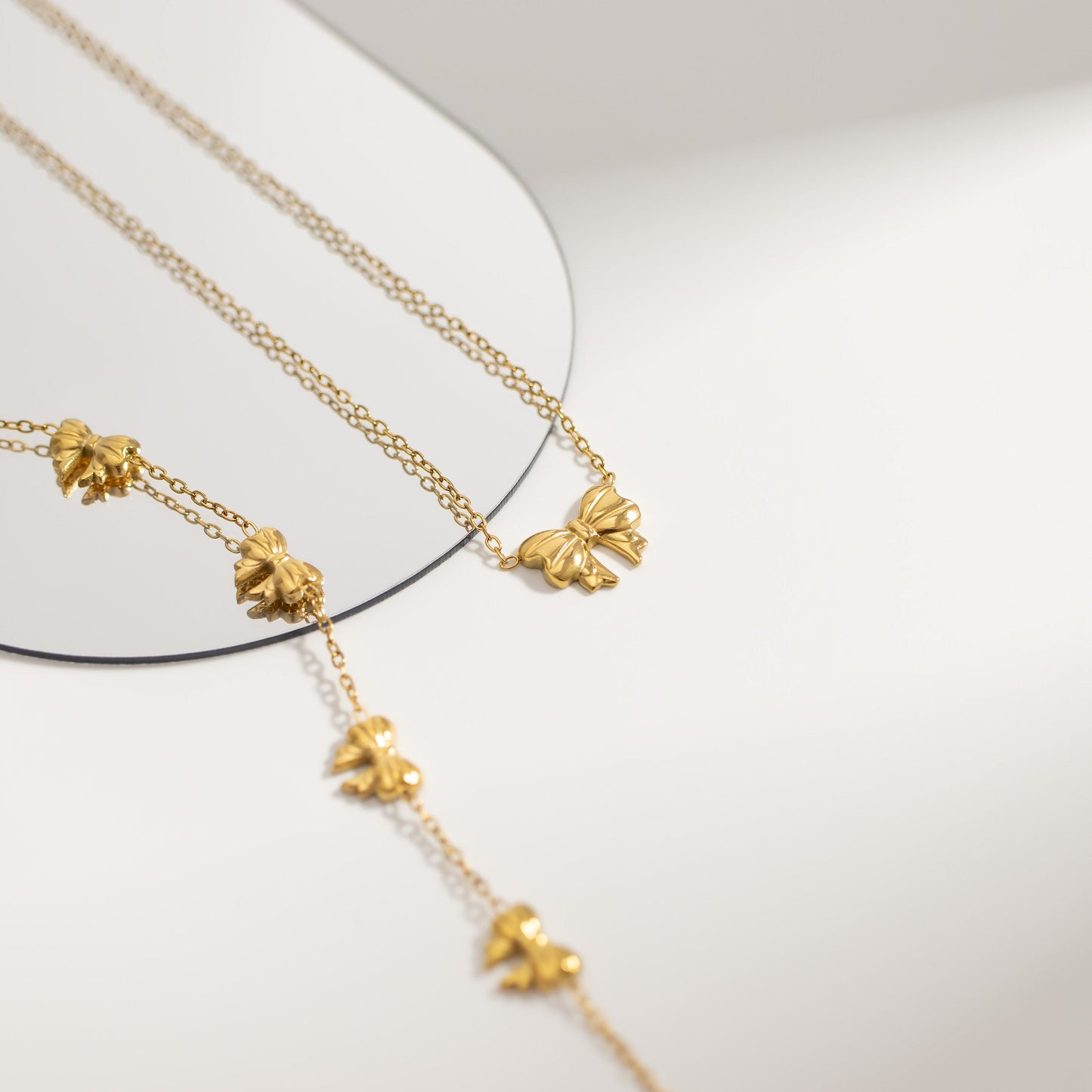 18K Gold PVD Stainless Steel Bow Station Bracelet / BRJ1069