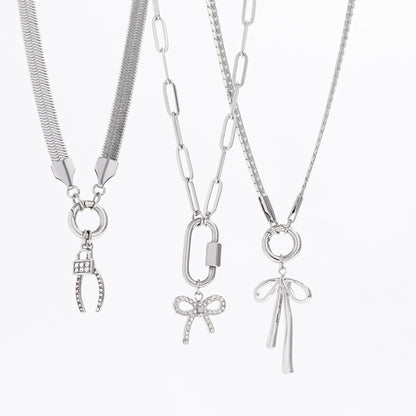 18K Gold PVD Stainless Steel Long Bow Charm / PDL0277