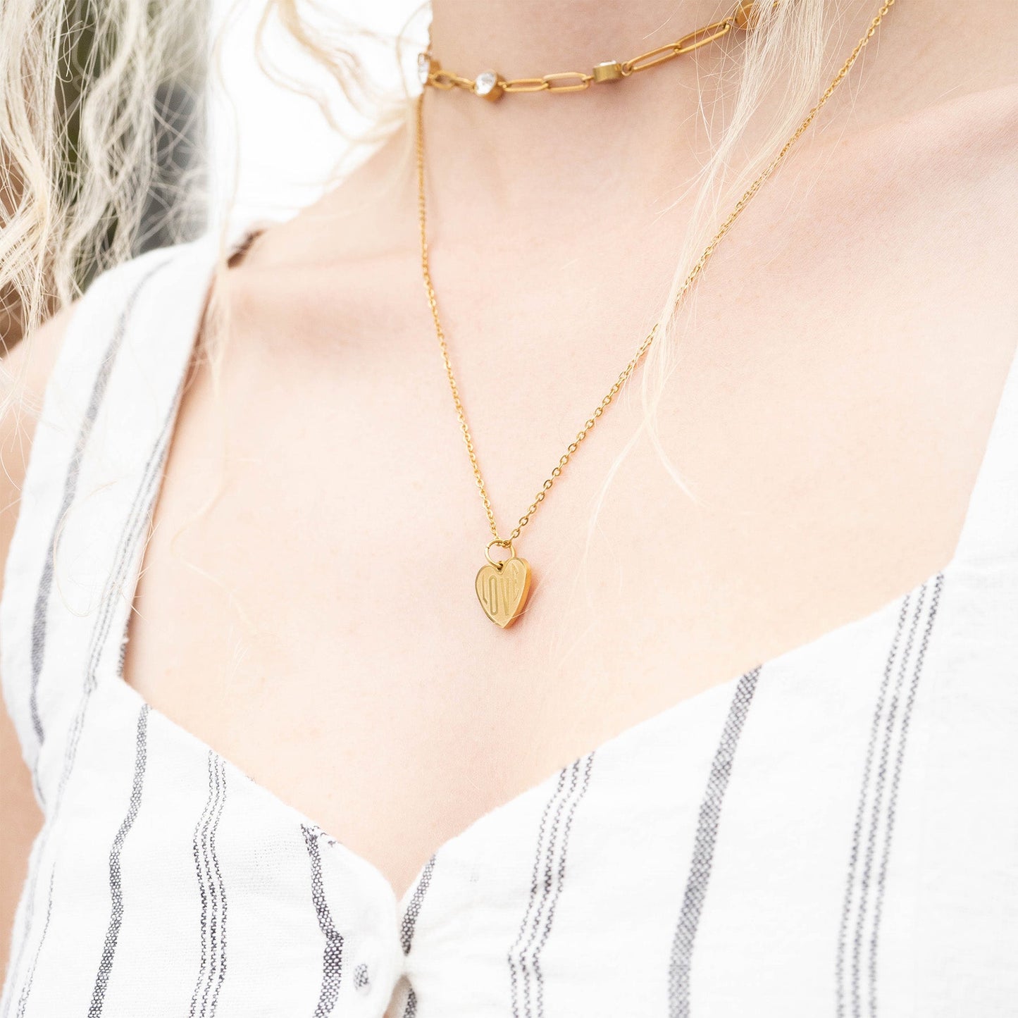 18K Gold PVD Stainless Steel "Love" Heart Charm / PDL0255